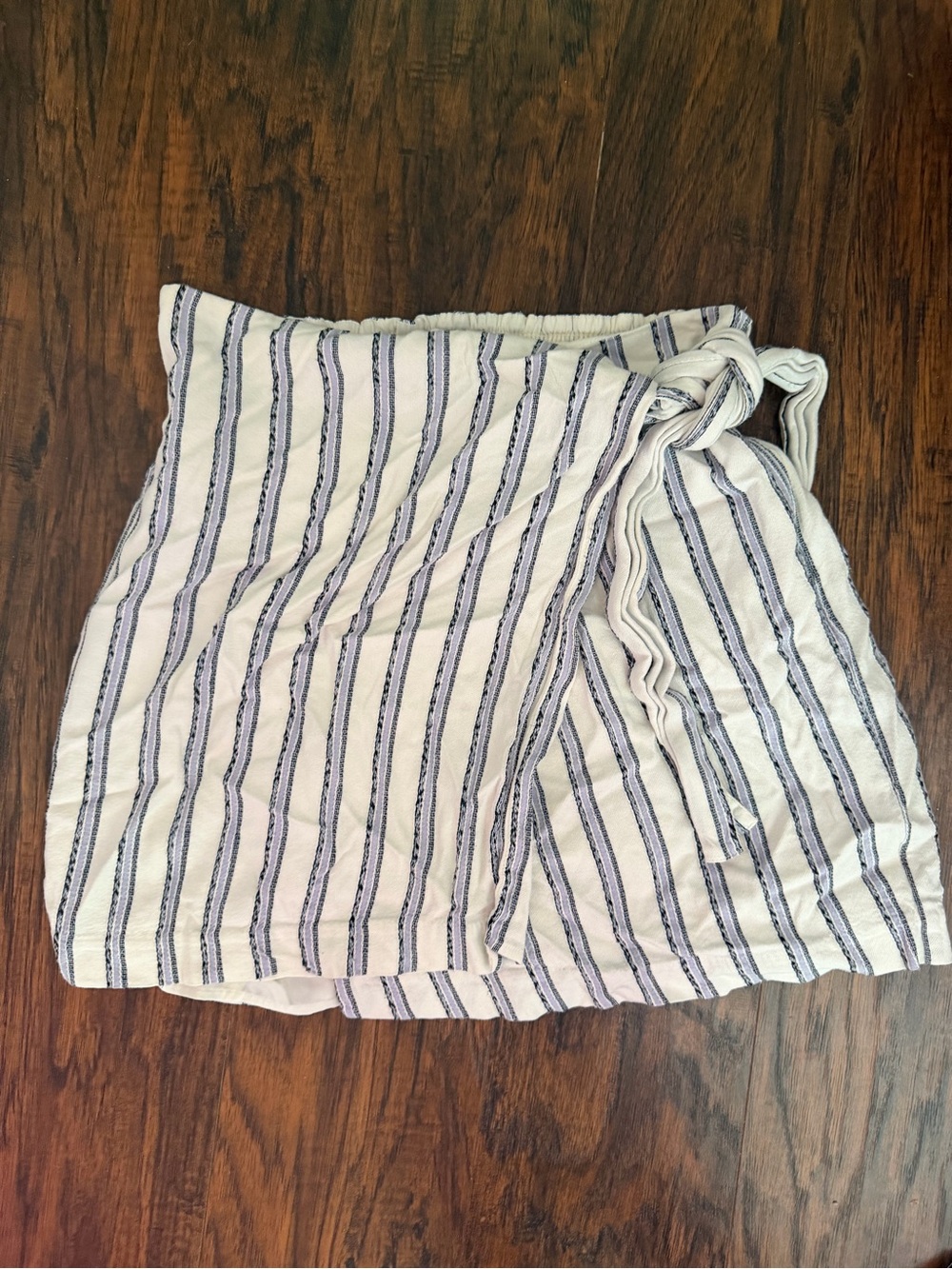 Club Monaco Striped Wrap Skirt in White and Navy
